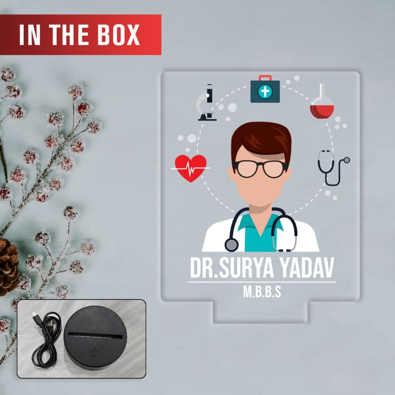 Personalized Doctor LED Night Lamp with Warm White Light Thankyou Gift for Doctor Appreciation Gift for Doctor Clinic & Hospital Decor Light (Gift for MBBS Doctor)